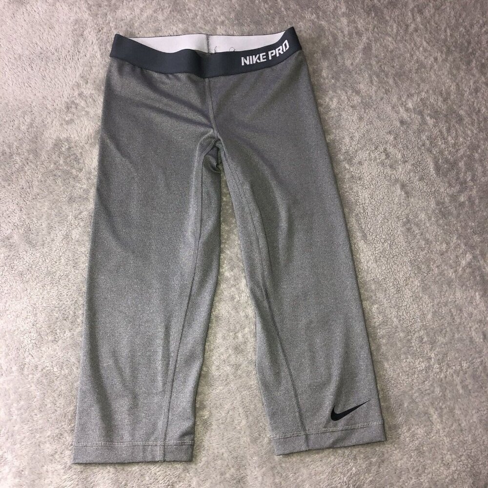NIKE PRO Womens Gray Capri Leggings Sz XS